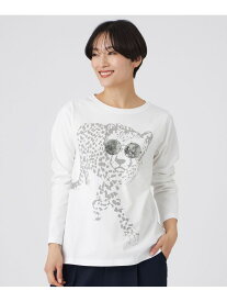 【SALE／50%OFF】【ウォッシャブル】グラスパンサープリントカットソー EVEX by KRIZIA エヴェックス バイ クリツィア トップス カットソー・Tシャツ ホワイト ブルー【RBA_E】【送料無料】[Rakuten Fashion]