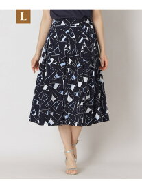 【SALE／40%OFF】【L】セイルプリント タックスカート TO BE CHIC サンヨー エルサイズ スカート その他のスカート ブルー ネイビー【RBA_E】【送料無料】[Rakuten Fashion]