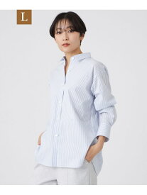 【SALE／45%OFF】【L】【ウォッシャブル】コットンブレンドストライプシャツ EVEX by KRIZIA サンヨー エルサイズ トップス その他のトップス ブルー【RBA_E】【送料無料】[Rakuten Fashion]
