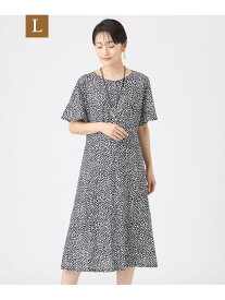 【SALE／48%OFF】【L】【接触冷感・マシンウォッシャブル】ミニチータープリントコンチェロフレアスリーブワンピース EVEX by KRIZIA サンヨー エルサイズ ワンピース・ドレス ワンピース ブルー ブラック【RBA_E】【送料無料】[Rakuten Fashion]