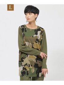 【SALE／50%OFF】【L】【ウォッシャブル】アニマルシルエットプリントチュニックカットソー EVEX by KRIZIA サンヨー エルサイズ トップス カットソー・Tシャツ カーキグリーン ブラック ブルー【RBA_E】【送料無料】[Rakuten Fashion]