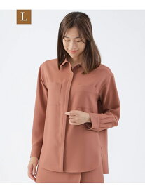 【SALE／70%OFF】【L】【ウォッシャブル】ストレッチトロピカルパッチポケットシャツ TRANS WORK サンヨー エルサイズ トップス シャツ・ブラウス ネイビー グレー ピンク【RBA_E】【送料無料】[Rakuten Fashion]