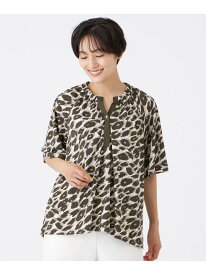 【SALE／52%OFF】【接触冷感】【UV対策】【マシンウォッシャブル】カモフラパンサーギャザープルオーバー EVEX by KRIZIA エヴェックス バイ クリツィア トップス カットソー・Tシャツ ブラック カーキグリーン【RBA_E】【送料無料】[Rakuten Fashion]