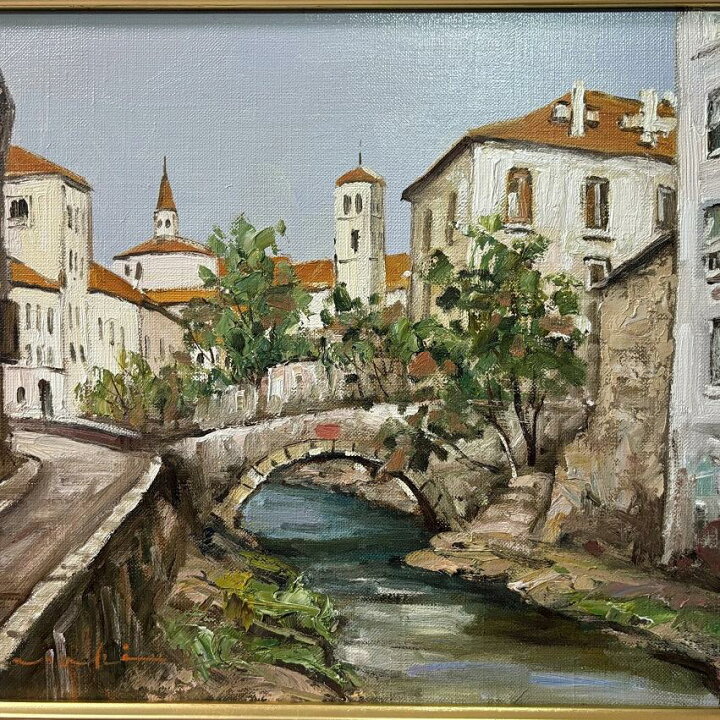 楽天市場】絵画 油絵 スペイン風景 F6 岩崎鉦吾 直筆 6号 額装 額入り 