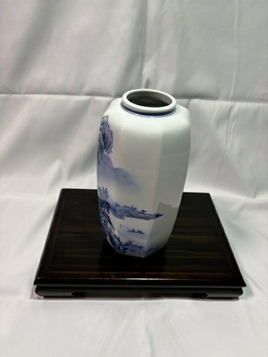 楽天市場】砥部焼 六角花瓶 米田南光 南光窯青染付山水 水墨画 陶器  