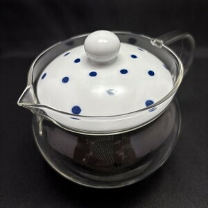 ガラスポット ティーポット 豆しぼり SS 茶こし付波佐見焼 インディゴブルー ステンレス茶こし 透明ポット 急須 耐熱ガラス ハーブティー お茶 煎茶 紅茶 おしゃれ モダンデザイン スタイリ