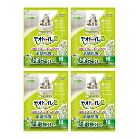 1週間消臭・抗菌 デオトイレ 飛び散らない緑茶成分入り消臭サンド 4L×4袋