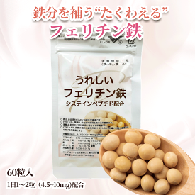 「うれしいフェリチン鉄 60粒」 鉄 鉄分 fe 鉄分補給 鉄分不足 貯蔵鉄 フェリチン鉄 非ヘム鉄 フェリチン フェリチン鉄サプリ ヘム鉄 ではない 隠れ貧血 ミネラル 葉酸 栄養機能食品 鉄分 サプリ 子供 子ども 女性 妊婦 ヘルスケア 日本製 サプリエ ※メール便発送