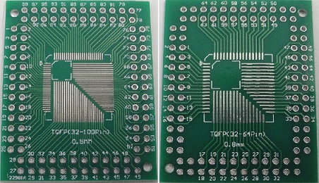 変換基板通販 販売 2021人気特価 表面 TQFP32~100 0.5ｍｍ 0.8mm pcb-125 TQFP32~64 1枚入 出産祝い 裏面