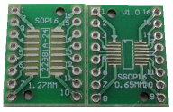 変換基板　表面　SOP16ピン　1.27mm、裏面　SSOP16ピン　0.65mm　変換基板　1枚入　＜pcb-153＞