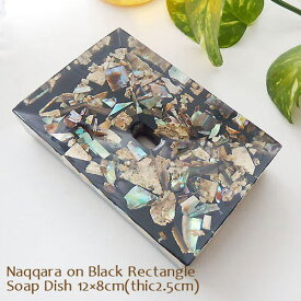 【在庫品セール】(定形外郵便対応)ソープディッシュ Naqqara on Black Rectangle アクリル石鹸置き スタイリッシュ Heavenlyjew《在庫品》