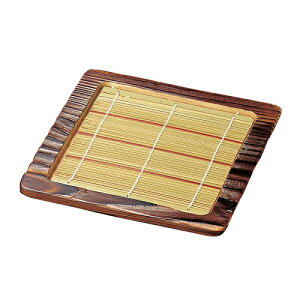 焼杉正角ざる(竹ス付) 蕎麦 そば用食器 木製〔お取り寄せ商品〕