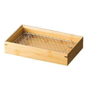 竹・天ぷら盛皿 クリアー(ステンレス目皿付)長角 揚げ物皿 網付き皿〔お取り寄せ商品〕