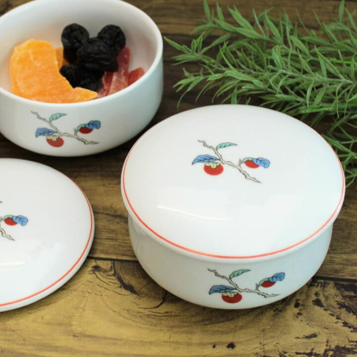 楽天市場】【アウトレット】香泉作 白磁 柿柄 蓋物 / ふた物 保存容器  