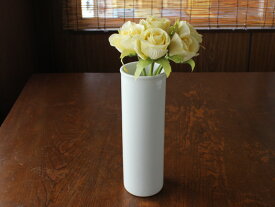 【アウトレット】円筒型花瓶・白 22.2cm / 白い花瓶 花器 白無地 玉縁 ホワイト フラワーベース 生け花 ナチュラル インテリア雑貨 和テイストにも