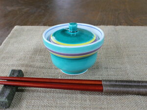 【アウトレット】青交趾ライン 蓋付 珍味入 Φ7.6×h6.2cm / 和食器 小鉢 珍味 小付 豆小鉢 酒肴