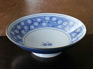 【アウトレット】京もみじ 8.0 盛鉢 / 青 藍 丸 和食器 和柄 盛鉢 紅葉 もみじ 8寸 盛り合わせに 鍋の具材の盛り付け 24cm 中皿