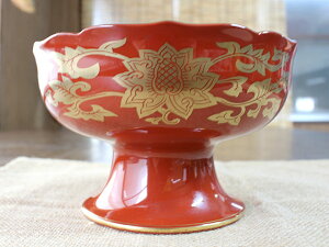 【アウトレット】赤金唐草 高台 向付 / 和食器 料亭 割烹