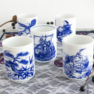 【アウトレット】縁起物 長湯呑 5種選択 Φ6cm (5柄選択) / 湯飲み 長湯呑 湯呑 お茶 縁起 縁起物 お茶 アウトレット