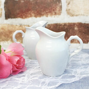 【アウトレット】白磁 ミルクピッチャー 直径6.5×幅9.2×H9.3cm ※個体差あり / 白磁 白い食器 レトロ ミルクポット 北欧 洋風 クリーマー ホワイト 紅茶 お茶 来客用 喫茶店 美濃焼 日本製