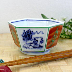 【アウトレット】赤絵間取 六角小鉢 / 小鉢 和食 和食器 和柄 六角形 副菜 煮物 和え物 漬物 お通し