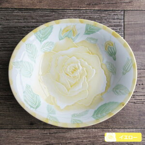 【アウトレット】ローズ オーバルカレー皿(5色選択)24.5cm×21cm / バラ柄食器 薔薇 オリエンタル アンティーク プレート 日本製 サラーミキオリジナル