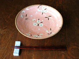 【アウトレット】ピンク桜 23cm 麺皿 / 桜柄 花柄 ピンク色 そば うどん カレー パスタ