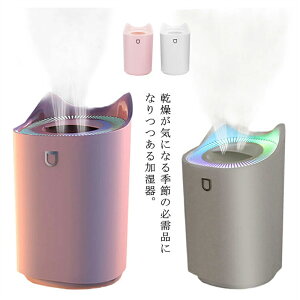 加湿器 3L 大容量 卓上加湿器 除菌 アロマ対応 LEDライト付き 上から給水 2穴 3段階の噴霧調整 かわいい おしゃれ お手入れ簡単 空気清浄機 静音 空焚き防止?USB給電式 シンプル リビング オフ