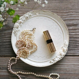 フィレンツェトレー 直径20cm ホワイト Lemon // お盆 おぼん トレイ トレー ウッドトレイ ホワイト 白 柄 オーバル 丸 円形 天然木 天然木製 配膳 カフェ キッチン イタリア シャビー 洋風 装飾