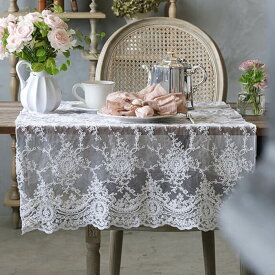 テーブルランナー ホワイト 65 x 120cm Chez moi Corinzio // シェモア レース ナイロン 80% コットン 20% テーブルセンター テーブルクロス テーブルマット ランチョンマット イタリア サラグレース