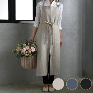 リネンフル エプロン NOVEMBER LINEN // ノーベンバーリネン 日本製 リネン100% 麻 大人 シンプル カフェ 首掛け 長め フリーサイズ ポケット 4つ 紐タイプ レディース メンズ 母の日 ガーデニング
