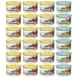 キャットフード モンプチ 猫 缶 ウェット 成猫用 あらほぐし仕立て 85g 全4種 × 各6個セット (ロースト若鶏, ロースト牛肉, 白身魚のグリル, ローストチキン トマト入り)