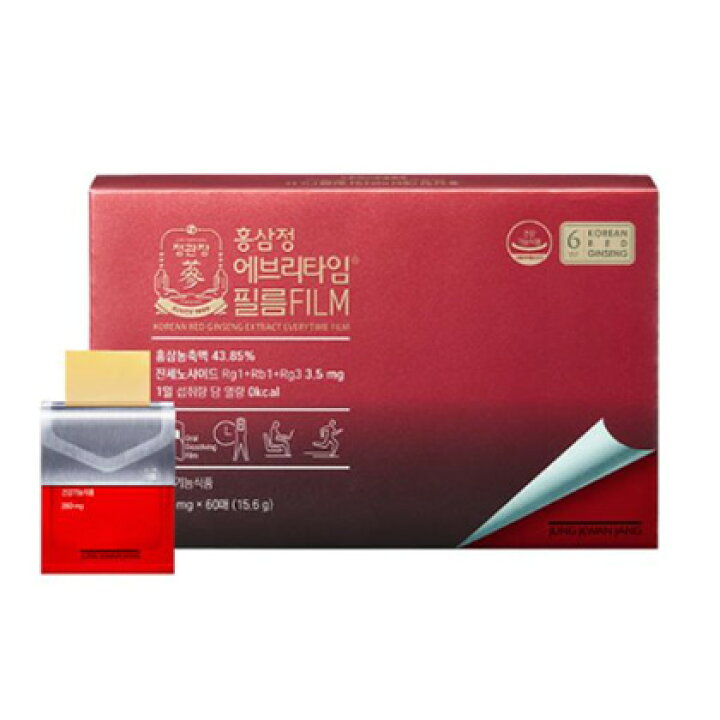 楽天市場】正官庄 紅参精エブリタイムフィルム (260mg×60枚)3ヶ月分 