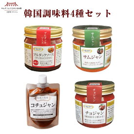 【韓国調味料4種セット】コチュジャン プルダックソース サムジャン チョジャン 酢味噌 唐辛子 韓国定番 調味料 便利 ソース たれ タレ 本場韓国 伝統製法 送料無料 送料込み ギフト 簡単 辛い 味噌 キムチソムリエ サランチェ 第一物産