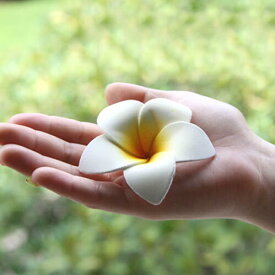 シンプルスポンジプルメリア(ホワイト)【メール便OK】お部屋に飾るだけでアジアンリゾート。スポンジ素材でふんわり柔らか♪手の平サイズの可愛い造花、フランジパニ、フローティングフラワー,sarara