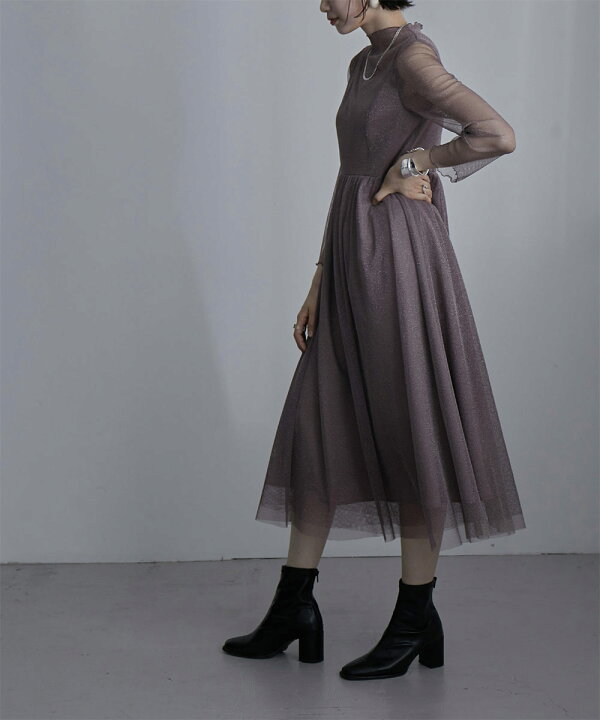 楽天市場】ラメチュールロングワンピース シアー 透け感 シースルー  