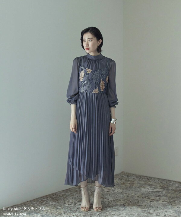 楽天市場】華やかに、女っぽく。レースビスチェ×ボトルネックプリーツ  
