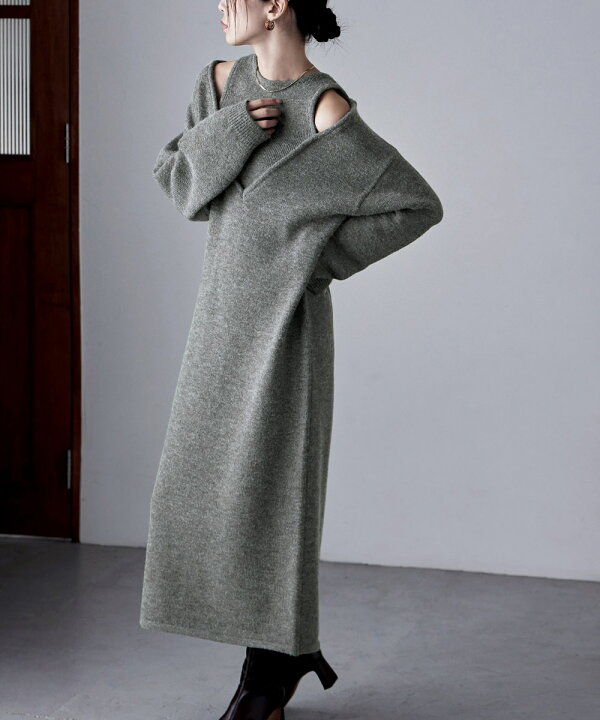 楽天市場】レイヤード風アルパカタッチニットワンピ ワンピ ワンピース  