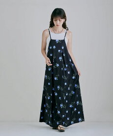 フラワープリントボックスプリーツキャミソールワンピース ワンピース ワンピ キャミソール 花柄 ロングワンピ マキシ丈 ロング キャミワンピ 柄ワンピ 総柄 ゆったり 花柄プリント プリーツ