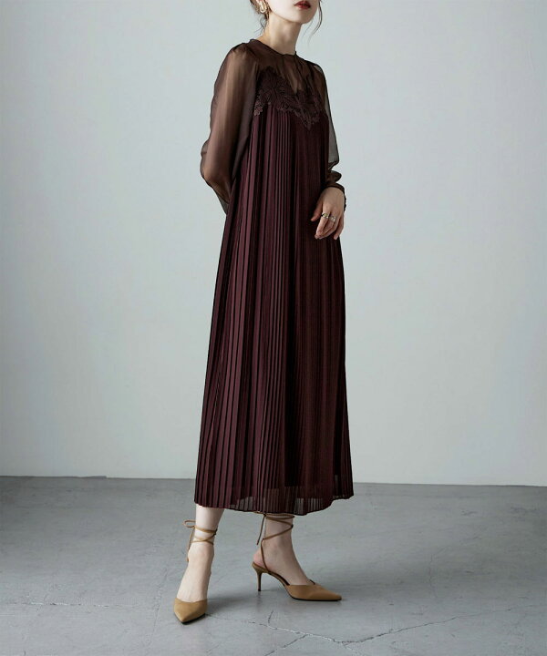 楽天市場】レースカットワークプリーツドレス ワンピ ワンピース  