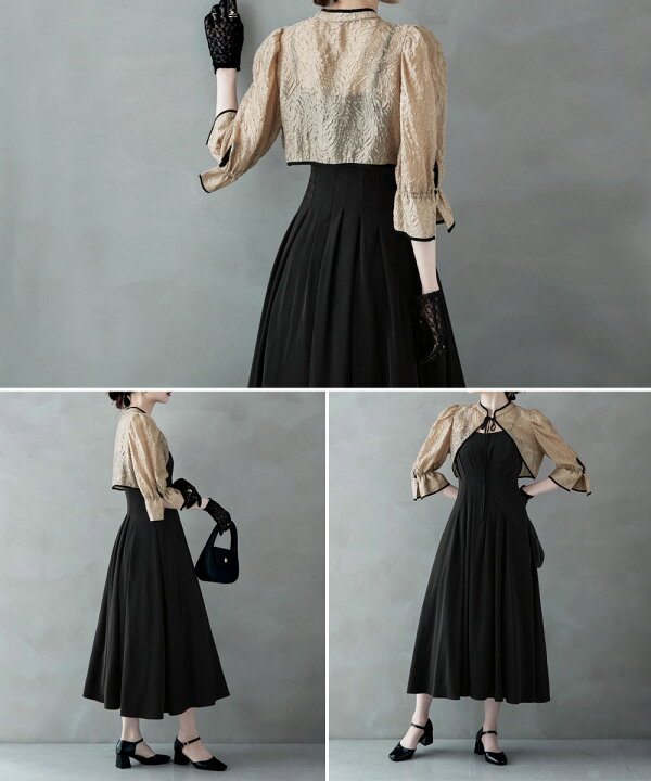 楽天市場】ジャガードボレロ&ウエストタックボリュームドレス  