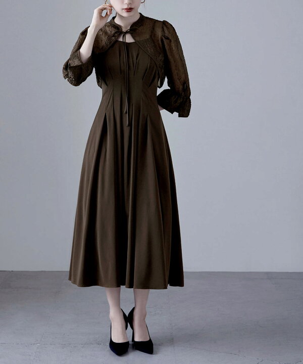 楽天市場】ジャガードボレロ&ウエストタックボリュームドレス  