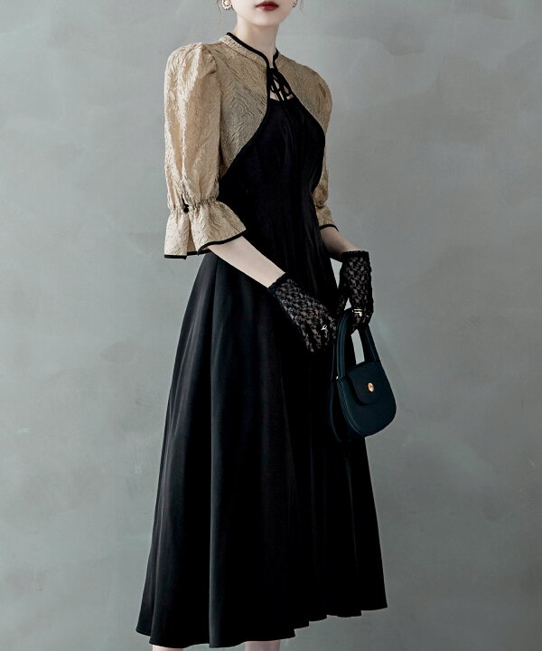 楽天市場】ジャガードボレロ&ウエストタックボリュームドレス  