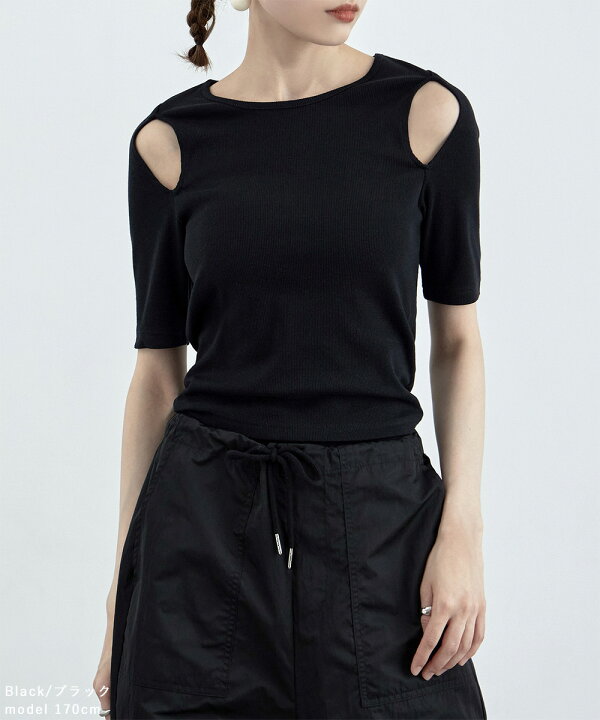 楽天市場】ショルダーカットアウトリブトップス レディース ボート  