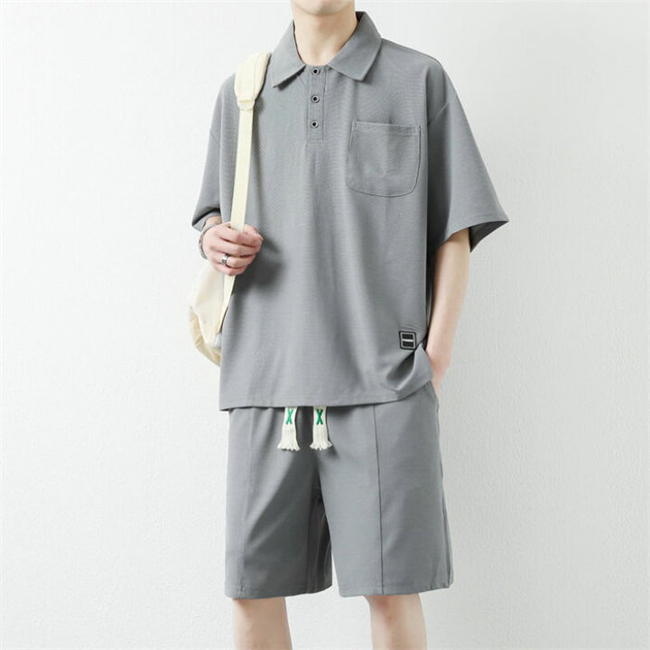 楽天市場】メンズ 夏服 2点セット 上下セット セットアップ 半袖シャツ 