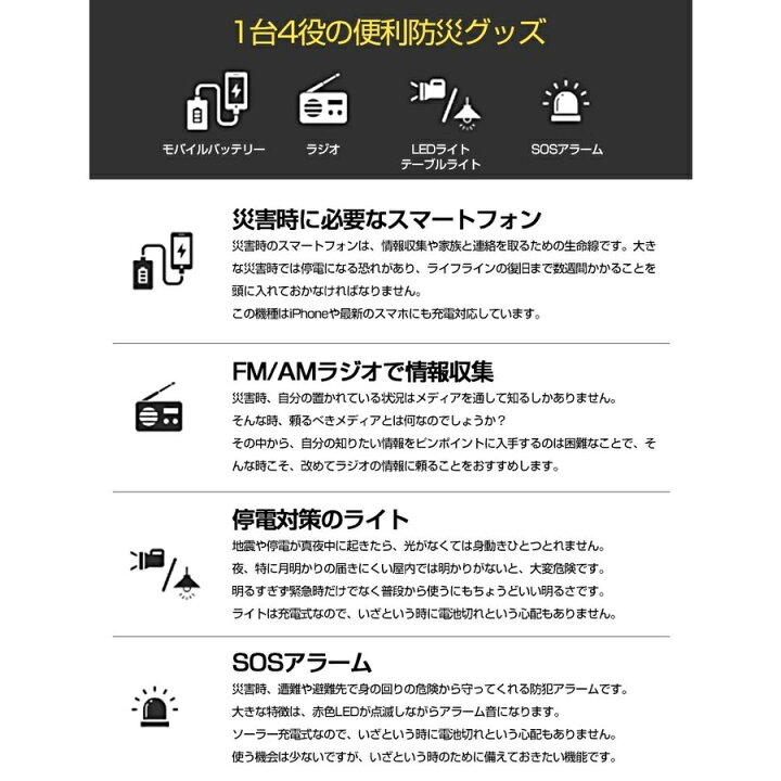 ◇P3倍・06/26 01:59迄◇多機能防災ラジオ 手回し充電 大容量5000mAh ポータブルラジオ 防災グッズ AM/FMラジオ ワイド FM対応 LEDライト スマホ充電 SOS 防水 懐中電灯 ソーラーパネル 防災懐中電灯 3つ充電式 SOSアラーム スマホ充電対応 緊急対策 停電対策 ... 災害に備える ポータブルラジオ FM AM 対応 5000MaH大容量バッテリー