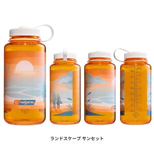 ナルゲン 限定デザイン 広口 1.0L Tritan Renew ランドスケープ ラージロゴ 1000ml プラスチックボトル 丈夫 頑丈 登山 トレッキング アウトドア キャンプ おしゃれ イラスト メモリ付き 水筒 マグ