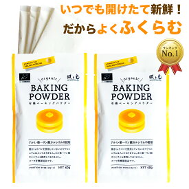 ＼楽天1位 6冠達成／風と光 有機ベーキングパウダー40g×2袋 ベーキングパウダー アルミフリー 第一リン酸カルシウム無添加 アルミニウム不使用 ミョウバン不使用 有機認証品 80g 製菓材料 製パン材料 重曹 オーガニック パンケーキ お菓子作り ホットケーキ JAS 1000円
