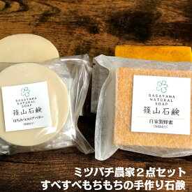 篠山石鹸 自家製 お買い得2点セット（ハチミツ石鹸・はちみつココアバター石鹸 ）ミツバチ農家が作った いい香り 洗顔 ジャムウ メール便a01a08