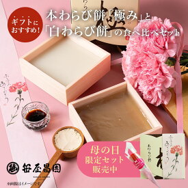 母の日 本わらび餅 京都 食べ比べセット 極み 白蕨 宇治抹茶 2種 各200g（ギフト プレゼント 和菓子 高級 スイーツ お取り寄せ 京都 豆乳 お土産 内祝い お祝い 誕生日 暑中見舞い 贈り物 夏限定 お中元 生わらび餅）